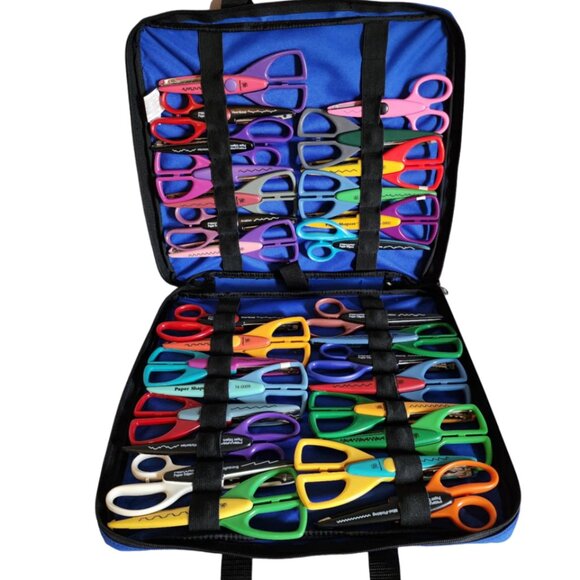 EUC Fiskars Scrapbooking Scissors and Storage/Carry Case 29 pairs!!